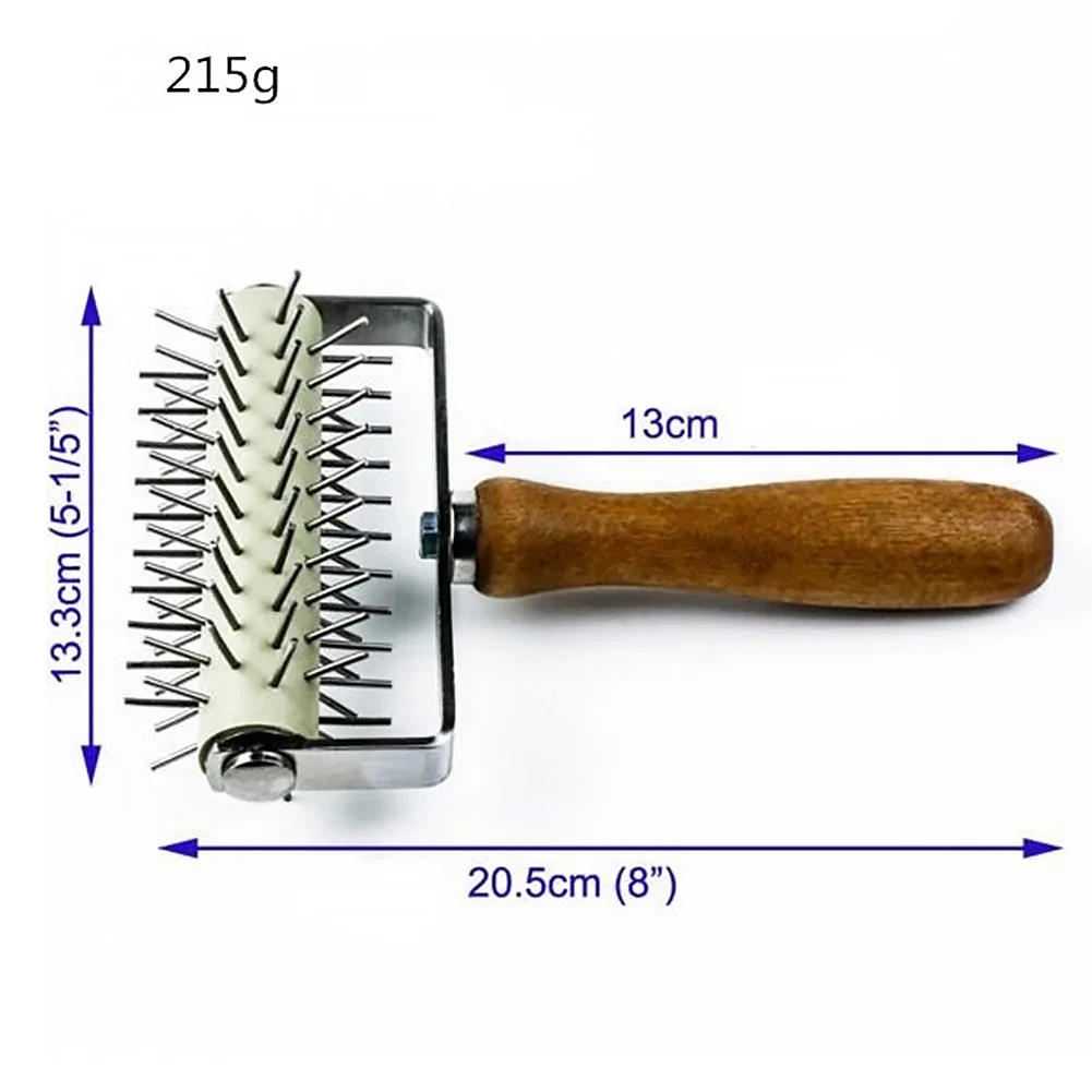 

Bread Durable Dough Pitter Pizza Hole Puncher Wooden Handle Needle Roller Stainless Steel Wheel Kitchen Tool
