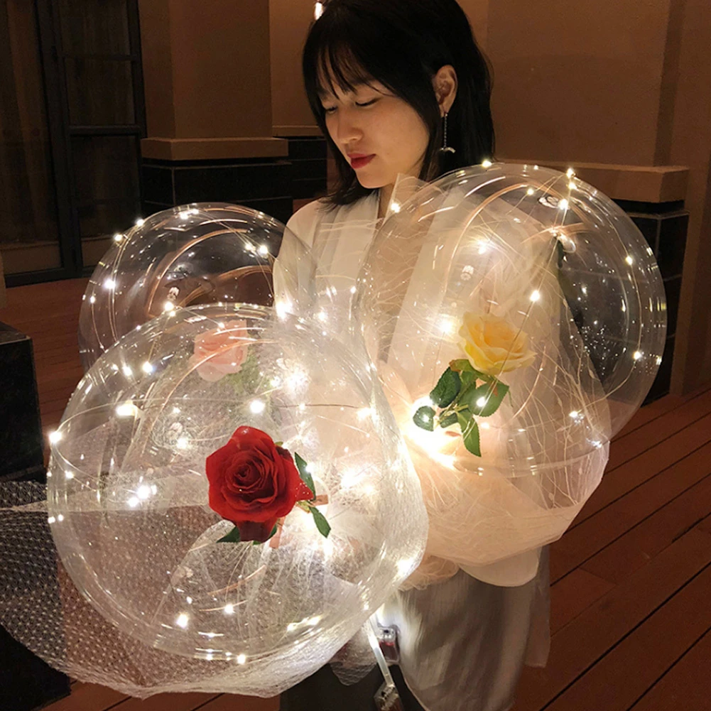 Светодиодные шары DIY розы Букет воздушные для дома вечерние светящиеся с