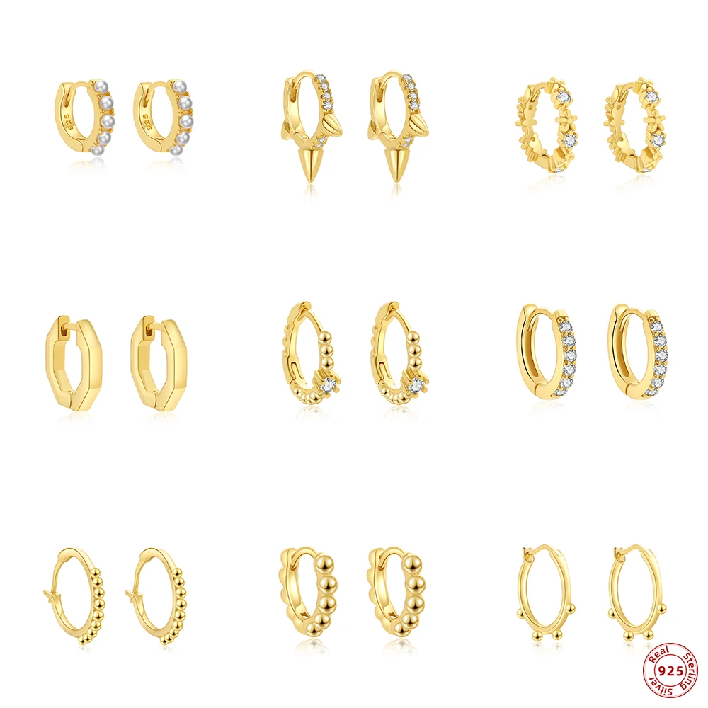 

Hoop Earrings 925 Sterling Silver Circle Round Huggie Earrings for Women Girls CZ Zircon Piercing Ear Ring Jewelry Pendientes