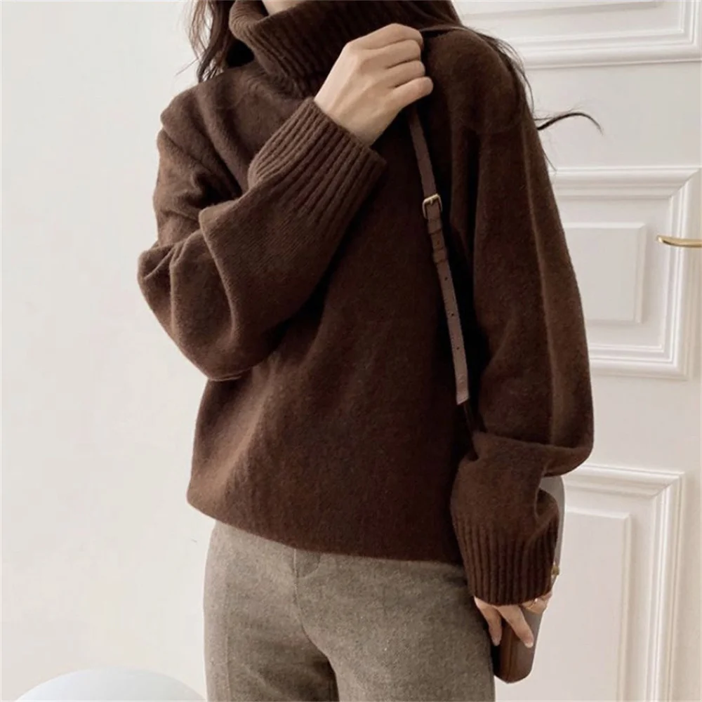

동대문 2021 Hot Knitted Women Sweaters Warm Streetwear Fashion Turtleneck Bottoming New Loose Chic Casual High Quality Jumpers