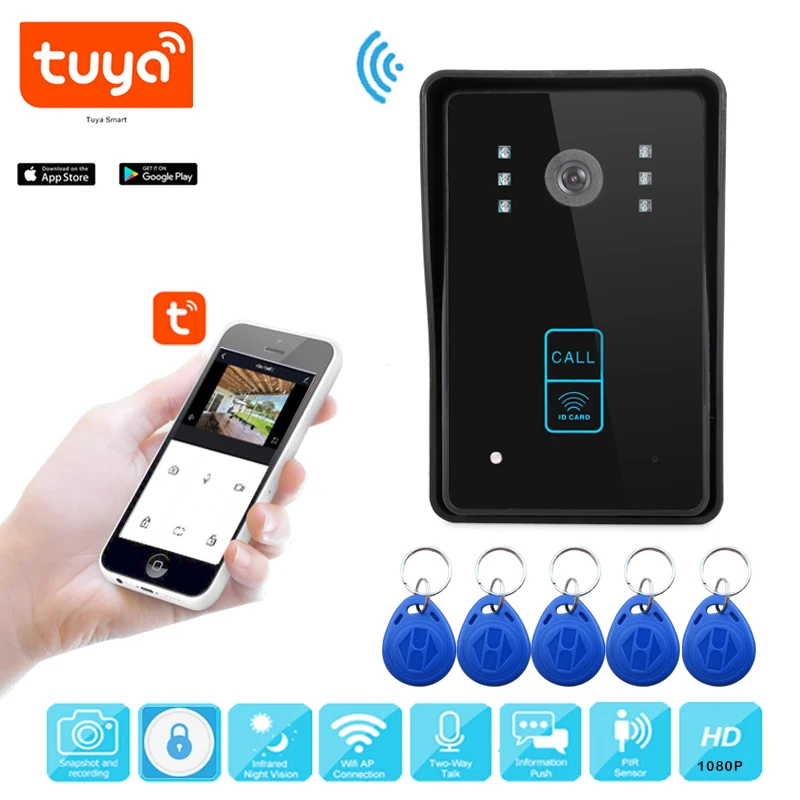Цена Видеозвонок SYSD беспроводной с поддержкой Wi-Fi и RFID-разблокировкой, 1080P