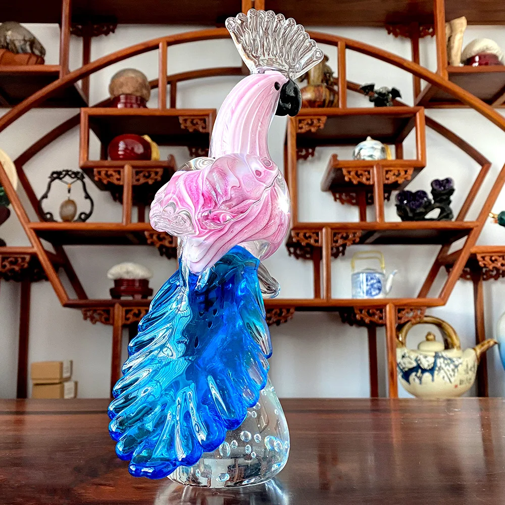 Glass Hand Blown Lovely Parrot Figurines Crystal Ornament Handmade Bird Craft Table Sculpture Home Wedding Decor Christmas Gift | Дом и сад
