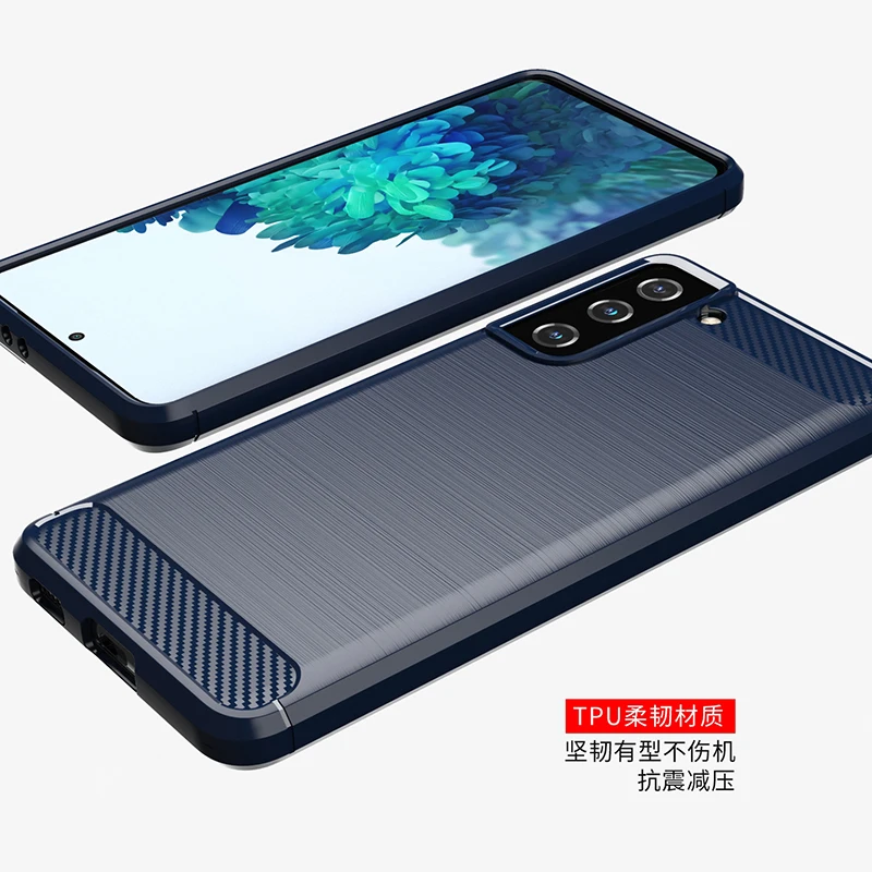 for samsung galaxy s21 5g case shockproof bumper carbon fiber soft silicone phone back cover case for samsung galaxy s21 5g case free global shipping