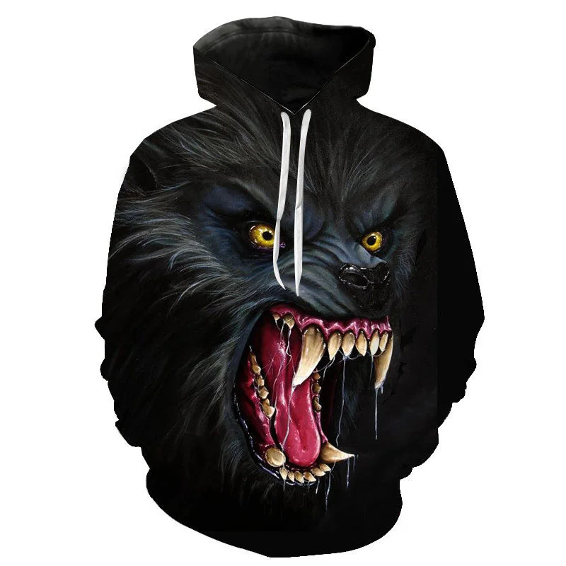 

FEMSKIS European and American style fashion men's autumn and winter thin men's hoodie lion tiger animal print 3D hoodie men's