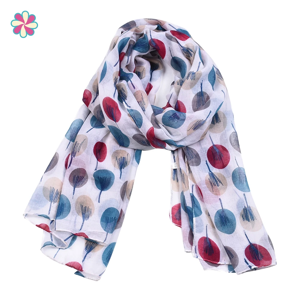 

Spring And Autumn Scarf Women's Fashion Dotted Printed Voile Scarf Balloon Net Red Scarf W118