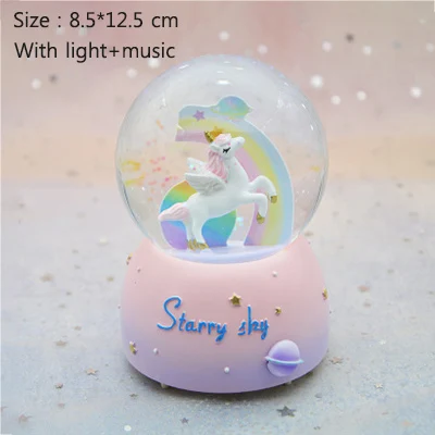 Purple-light Fantacy Starry Sky Universe Miniature Model Snow Globe Crystal Ball Christmas Music Box Christmas Home Decoration Birthday Gift - Цвет: Purple-light