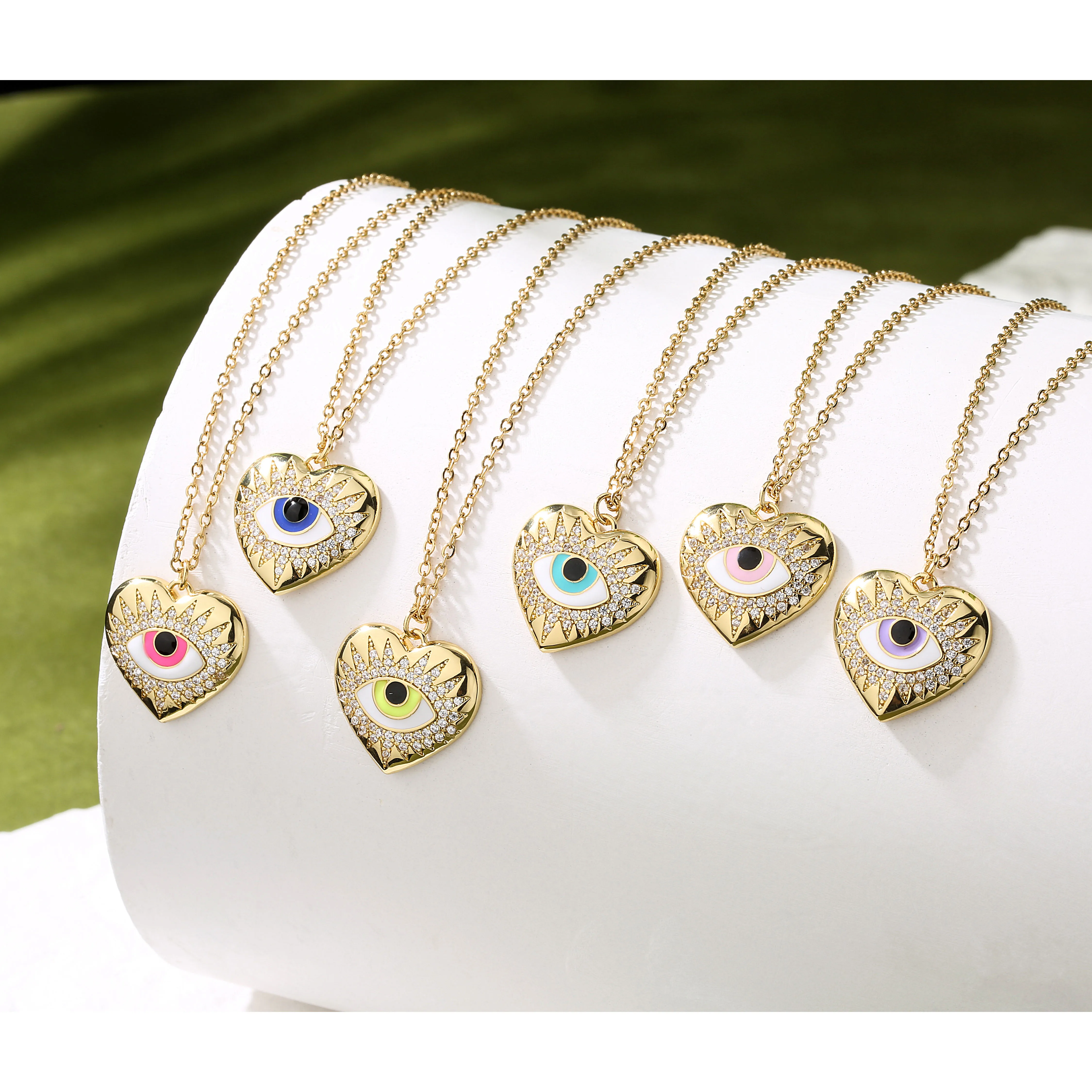 

HECHENG,Lucky Eye Pendant Necklace,CZ Evil Eyes Long Chain Necklace for Women Girls,Heart Jewelry Christmas Gifts