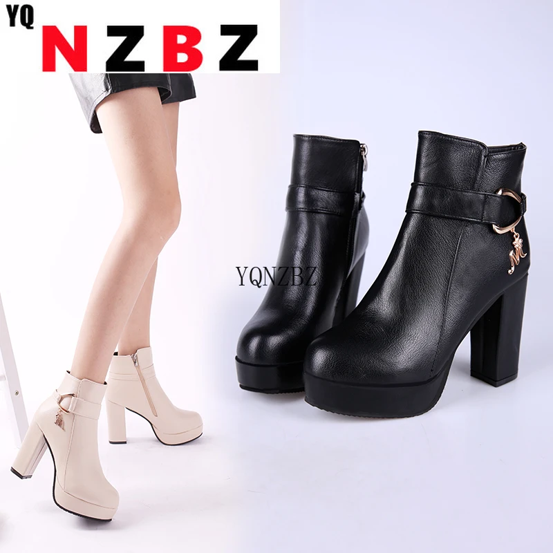

Square Heels Ankle Boots for Women Boots Super High Heels Platform Heels Pointed Toe Pumps Women Shoes women Autumn
