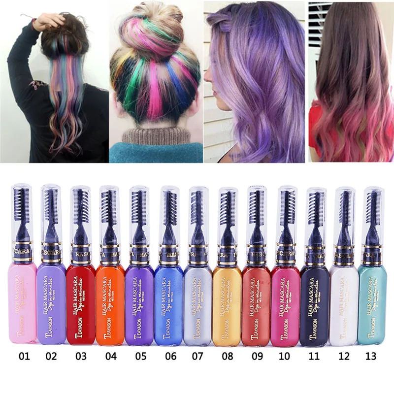 

13 Colors One-off Hair Color Dye Temporary Non-toxic DIY Hair Color Mascara Washable One-time Hair Dye Crayons