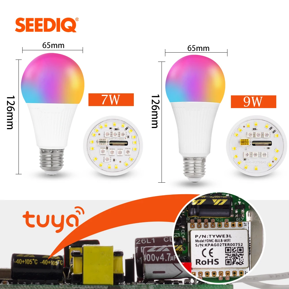 Светодиодная лампа E27 затемнения RGB смарт 10 Вт 15 AC 220V 110V умный светильник лампочка