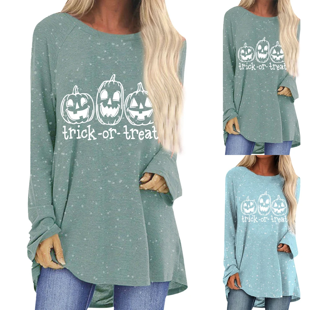 

Женская футболка с круглым вырезом, длинным рукавом и принтом, свободного покроя