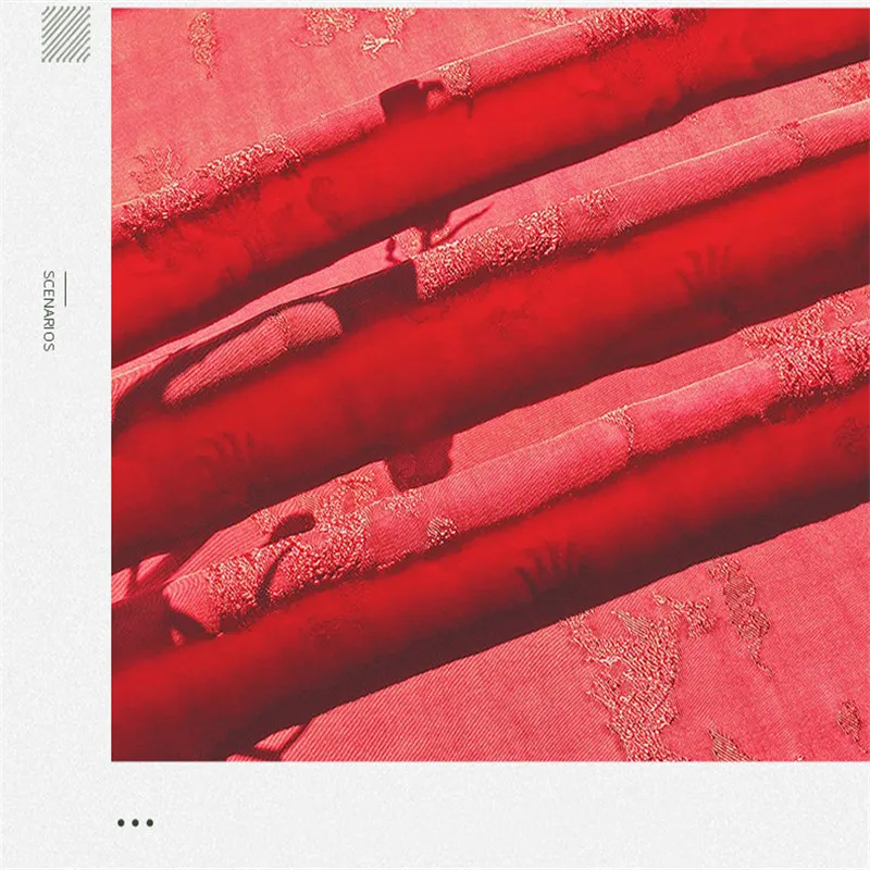 Китайская традиционная шелковая/хлопковая ткань для свадебной одежды с жаккардовым рисунком дракона, красная ткань для рукоделия.
