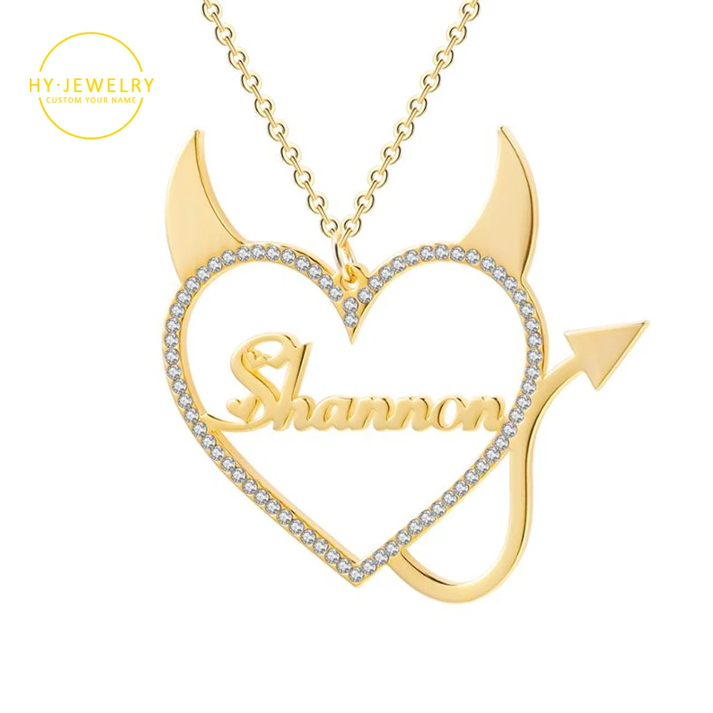

Iced Name Necklace With Customized Personalized Name Choker Gold Stainless Steel For Women Angel Necklace Baby Jewelry Gifts