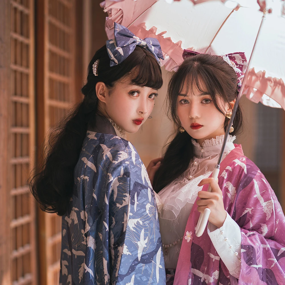 

lolita Hanfu Girl Japanese kimono style KC Super big Bowknot princess Cosplay Vintage Gorgeous hairpin Top clamp Headwear Props