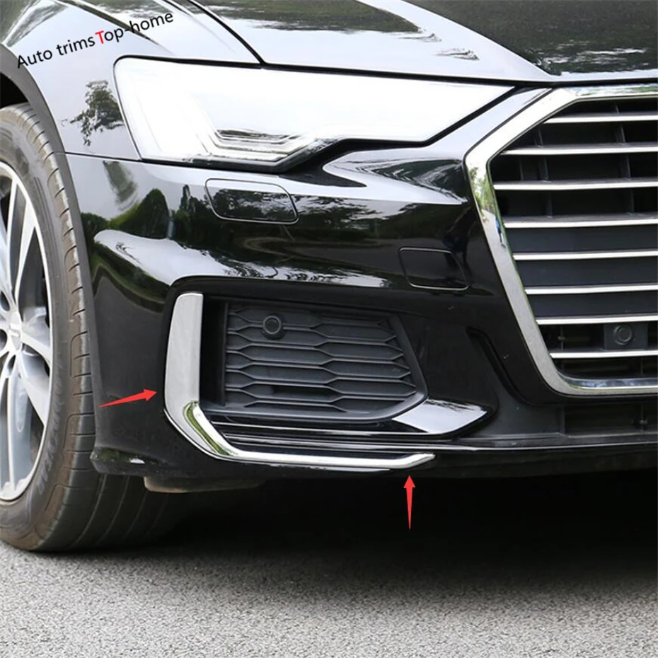 Yimaautotrims передние противотуманные фары лампа век брови крышка отделка Подходит для Audi A6 C8 Хром Стайлинг хром яркий ABS