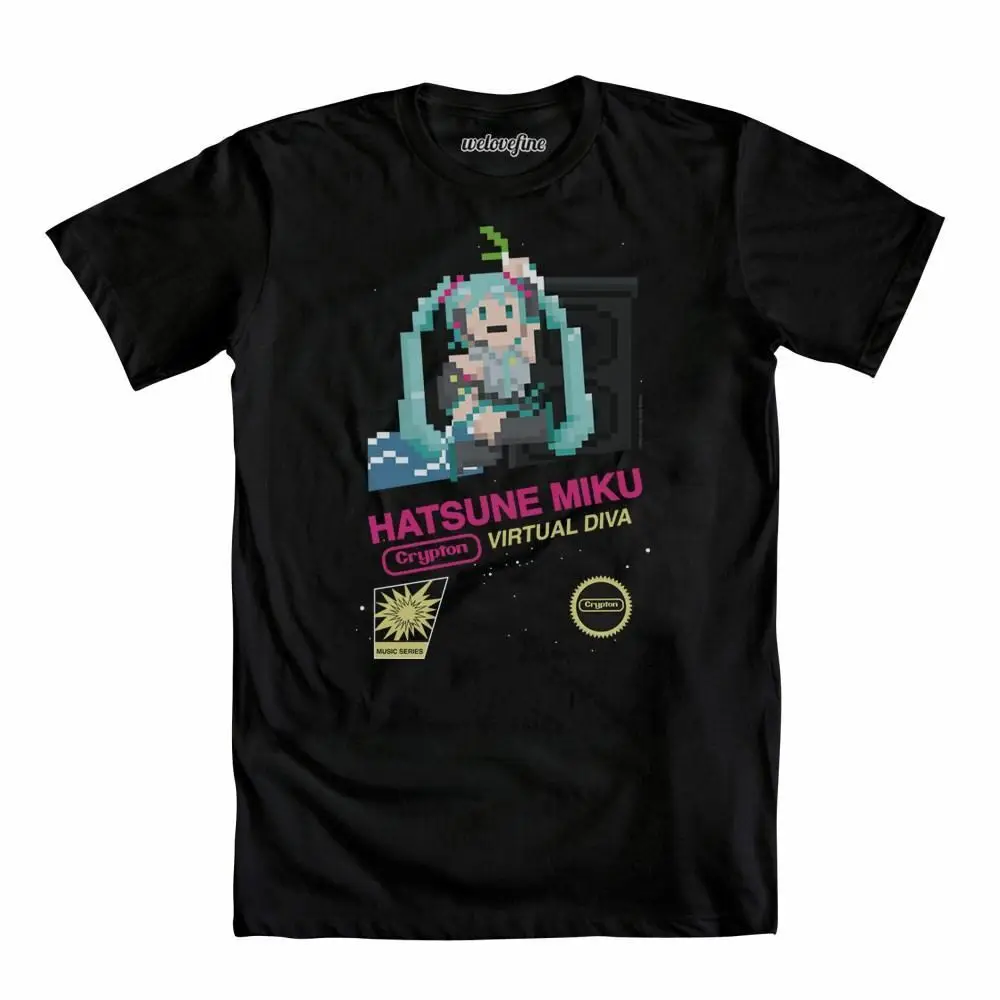 Мужская черная футболка Vocaloid Supa Miku брендовая одежда мужские шорты с круглым
