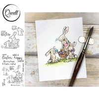 qwell bunnies cutting dies with clear stamps happy easter wishes egg basket diy scrapbooking craft paper cards 2021 new