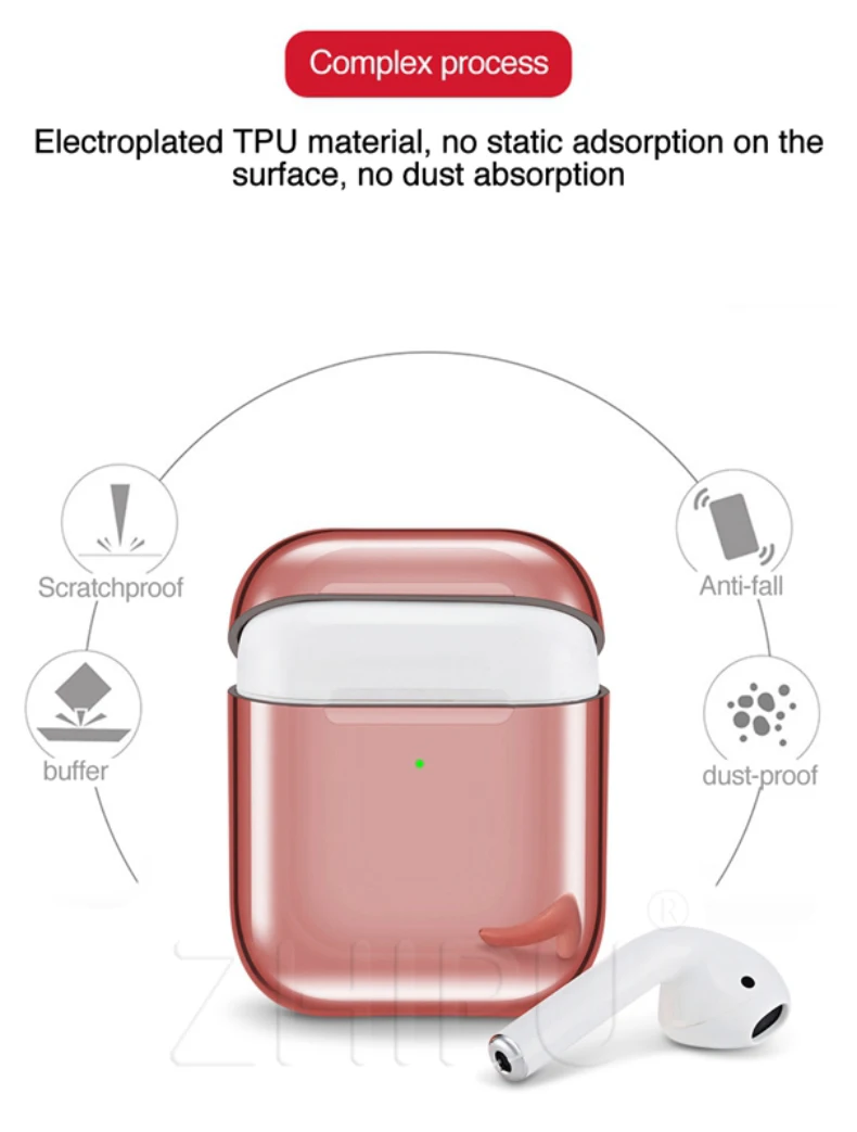Роскошный защитный чехол для Airpods 2& 1, противоударный чехол с защитой от отпечатков пальцев для Air Pods 2, покрытие для наушников