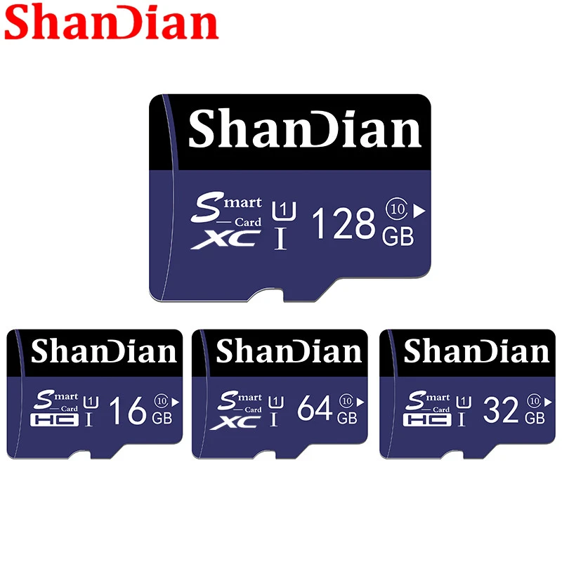 SHANDIAN Смарт SD карта 128 Гб памяти высокоскоростной Класс 10 64 ГБ 32 Мини TF для