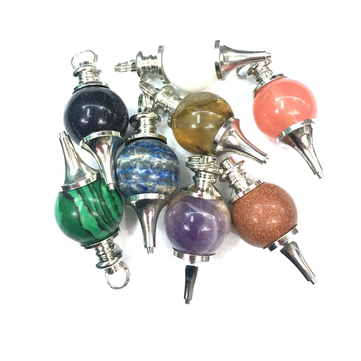 

Natural Stone Pendant Necklace Accessories Ball Shape Mixed Stone Charms Agate Crystal Turquoises for Jewelry Making Bracelet