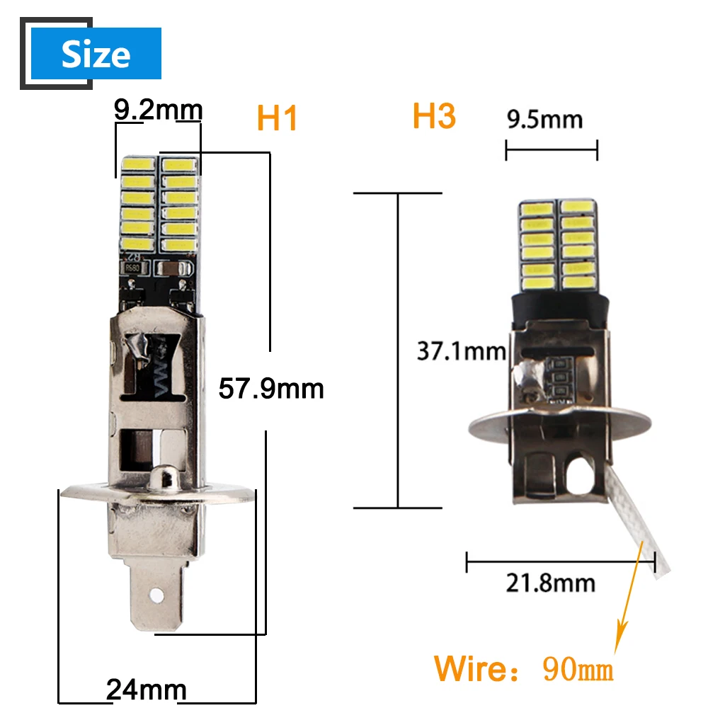 10X12 V H1 H3 4014 24 SMD 360LM Canbus Светодиодная лампа для внедорожника, грузовика, сигнальная противотуманная фара Dt, ходовой светильник, без ошибок