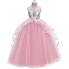 Летние Детские платья для девочек, вечернее платье с единорогом для девочек, Детский костюм принцессы с единорогом, детская одежда, детские платья