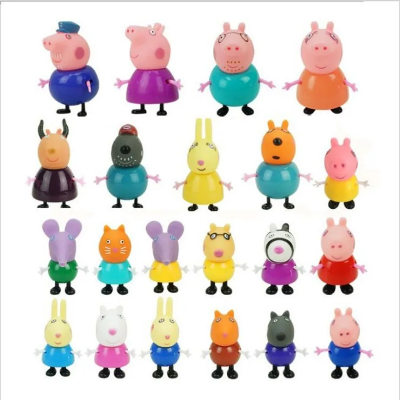 21pcs Оригинальные Модные стили Свинка Пеппа Семья Джордж фигурка различные папа мама дедушка бабушка и Пеппа игрушки кукла модель для детей - Цвет: 21pcs