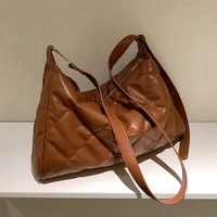 large capacity female vintage should bags brown lattice crossbody bag for girl soft leather casual handbags travel hobos bag sac