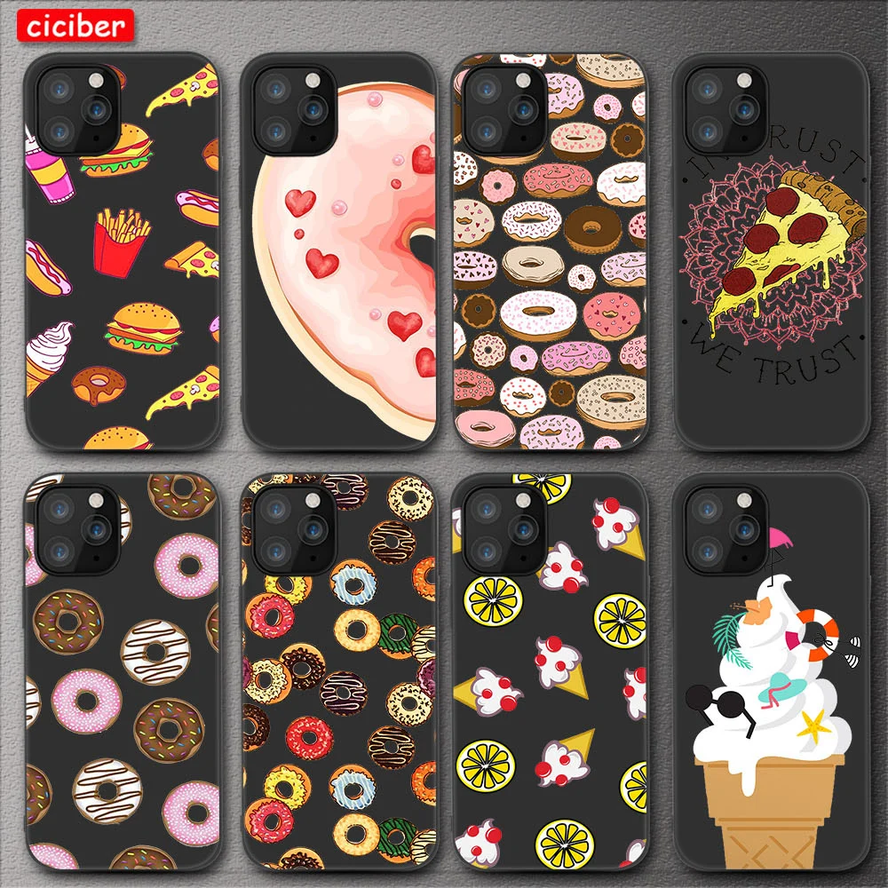 

Dessert Donut Pizza Phone Case For iPhone 11 12 Pro Max Mini Cover for iPhone X XR XS MAX 7 8 6 6S Plus 5 SE 2020 Soft TPU Funda