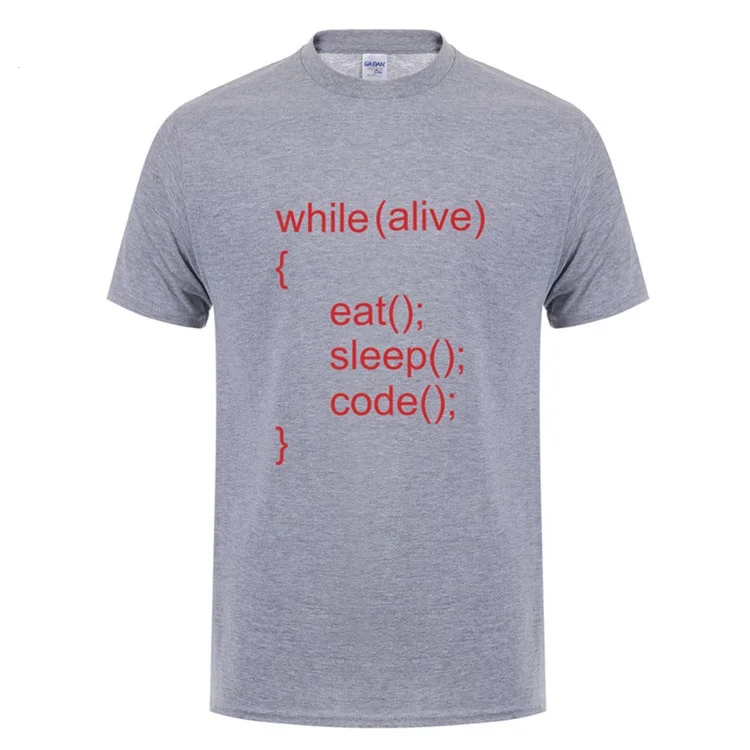 While Alive Eat Sleep Code T Shirts Men 2018 Summer Style Man Short Sleeve Cotton Java Programmer Fitness T-shirts Tops Camiseta |