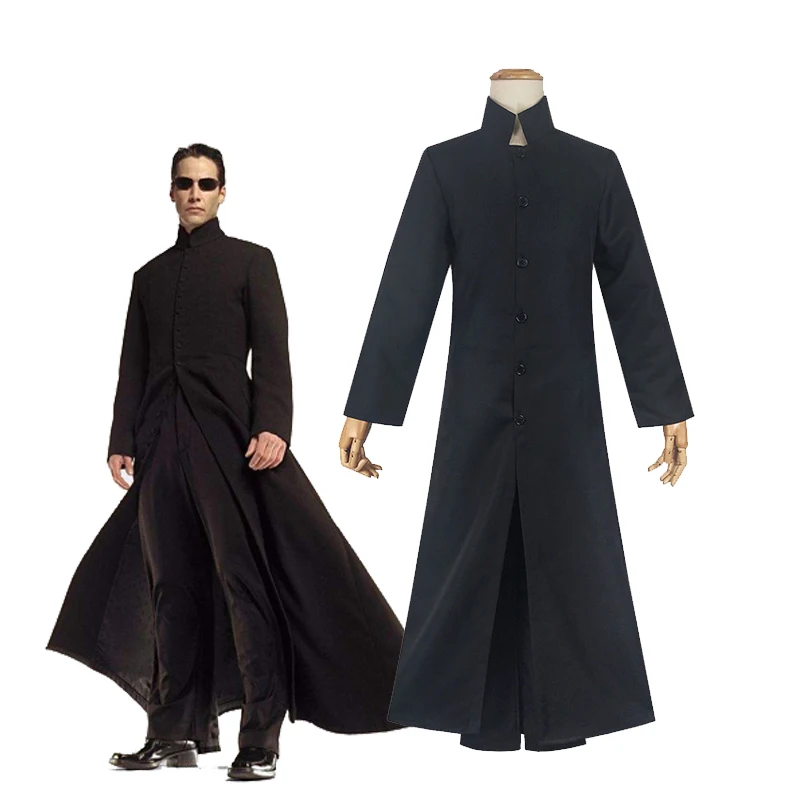 Disfraz clásico The Matrix Neo, traje de Cosplay, pantalones de gabardina negros, uniforme para fiesta de Halloween, Carnaval, traje de máscaras, nuevo