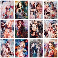 5d diy diamond painting watercolor woman cross stitch embroidery mosaic handmade full square round drill wall decor craft gift