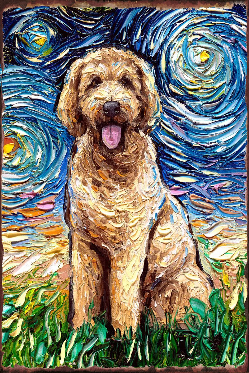 

Goldendoodle ночной жестяной декор для стен декор для комнаты Ретро винтажный металлический знак жестяной знак для искусства мужская пещера кафе...