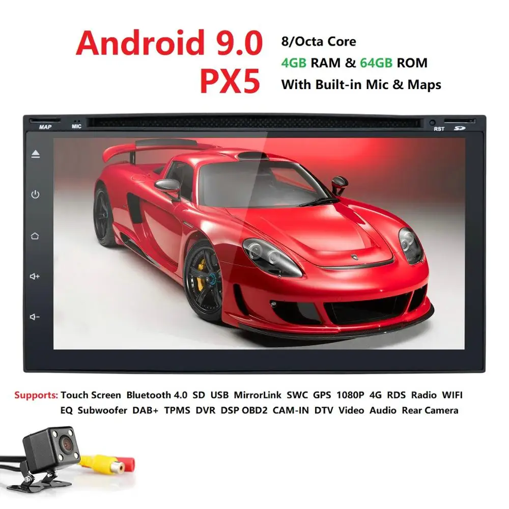 7 &quotуниверсальное 2 din автомобильное радио gps android9.0 PX5 8OctaCore 4 Гб RAM 64 ROM