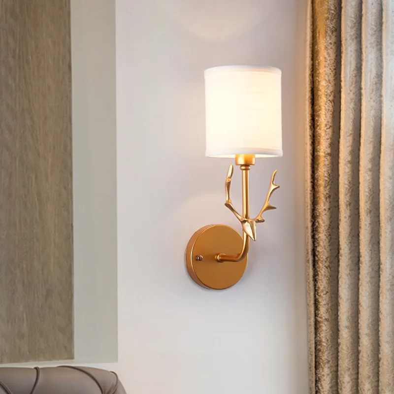 

European Style Creative Antler Wall Lamp Bedroom Bedside Led Art Deco Simple Living Room Corridor Aisle Staircase Eye protection