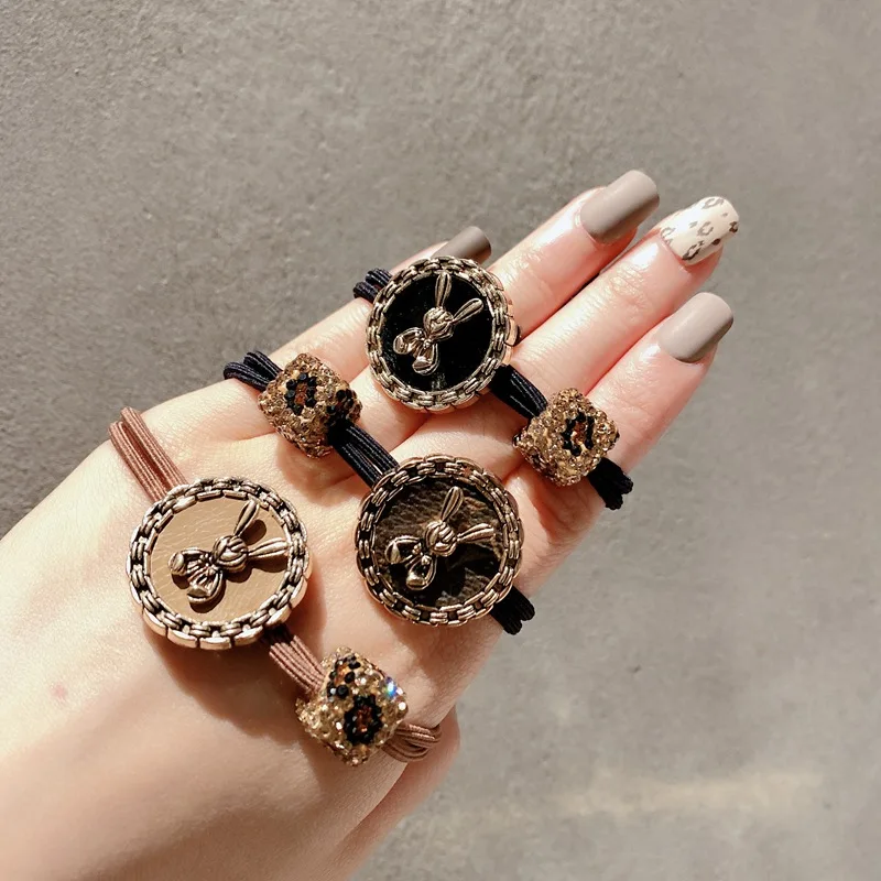 

Женские модные аксессуары для волос, Женская леопардовая веревка Стразы