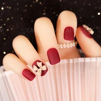 24 pcsbox short round head false nails full cover artificial acrylic nail tips wearable winter cute design fake nails