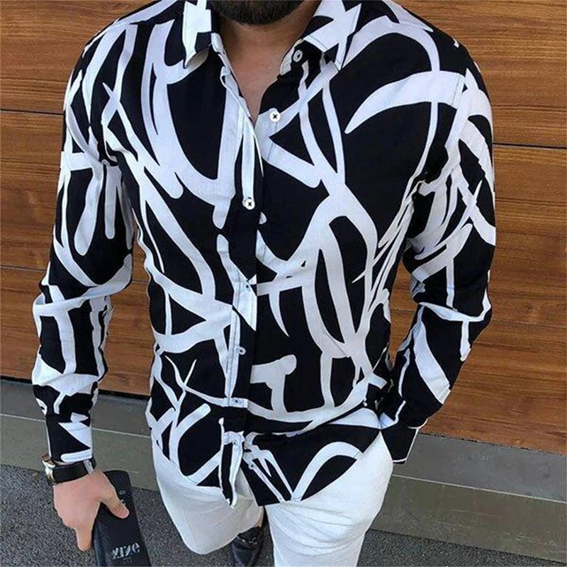 Luxury Social shirt Men New Slim Fit Long Sleeve Dress Shirts Lapel buttons Chemise Homme Casual Men Club Prom Shirt images - 6