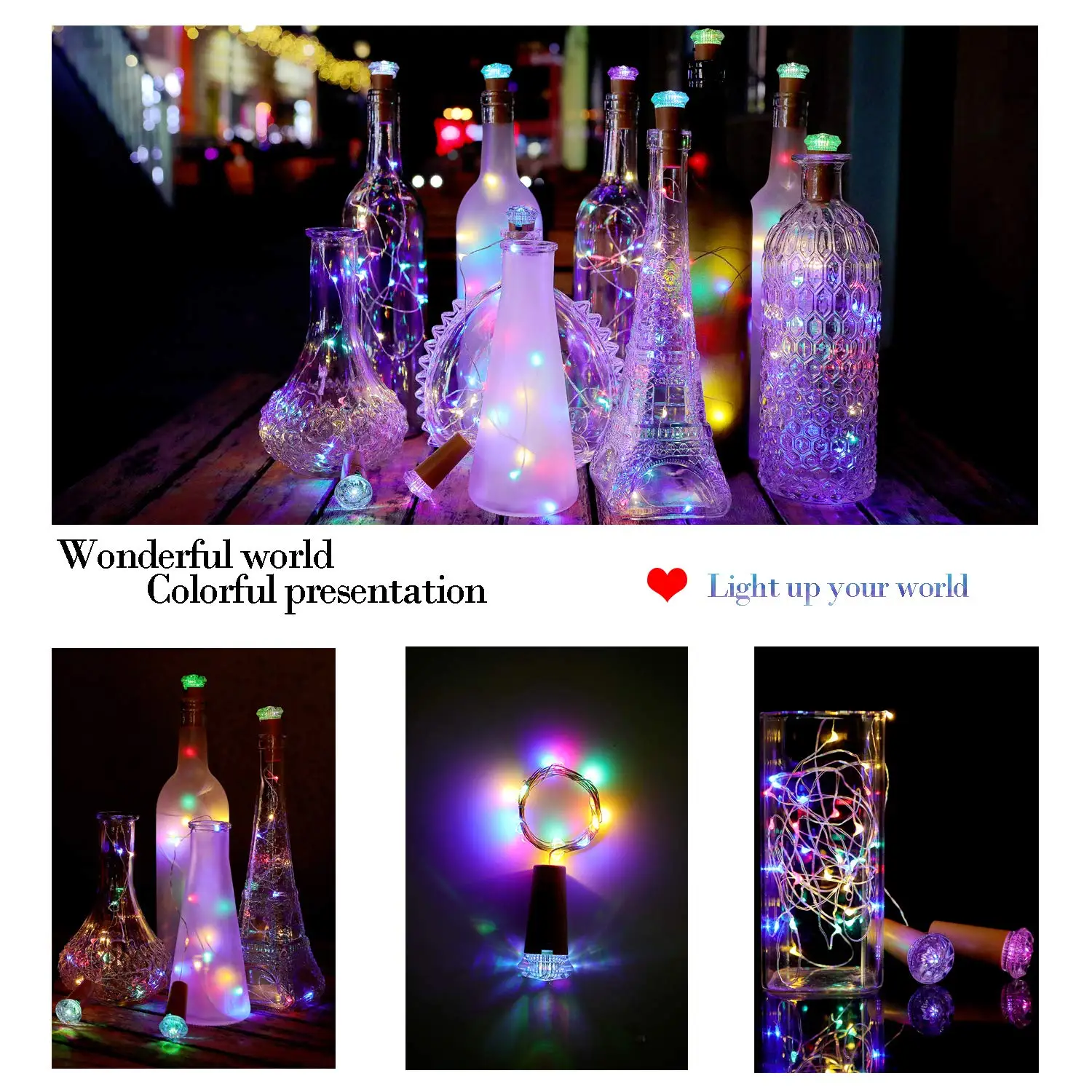 Светодиодные пробковые мини светильники в форме алмазов для бутылок вина