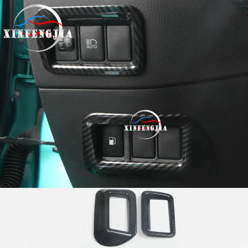 

For Toyota CHR C-HR 18-19 Carbon Fiber Color Car Front Headlight Button Fuel Filler Oil Button Decorate Cover Trim