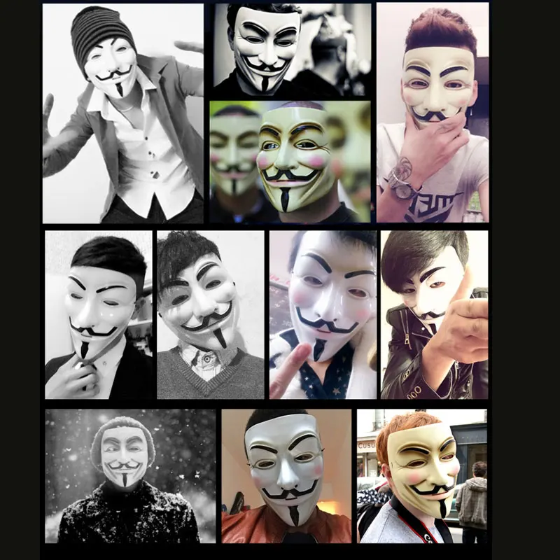 Белый/Золотой/Серебряный/Желтый V Vendetta Маскарадная маска на Хэллоуин одежда для