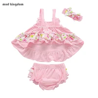 mudkingdom baby girls bloomer set ruffle bohemia cute sleeveless baby summer 3pcs outfits with headband baby clothes