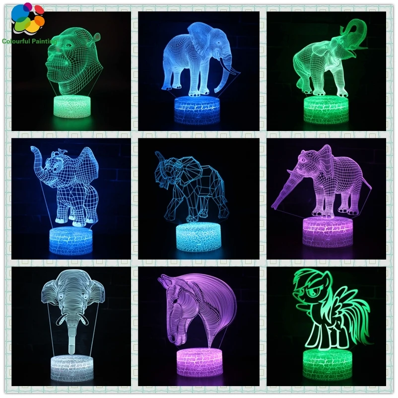 Пульт дистанционного управления животное слон лошадь 3D свет светодиодный