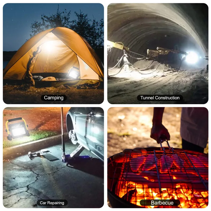 

Rechargeable 50W Spotlights Work Lights Remote Control Outdoor Camping Light LED Flashlight for Car Repairing Camping Barbecue