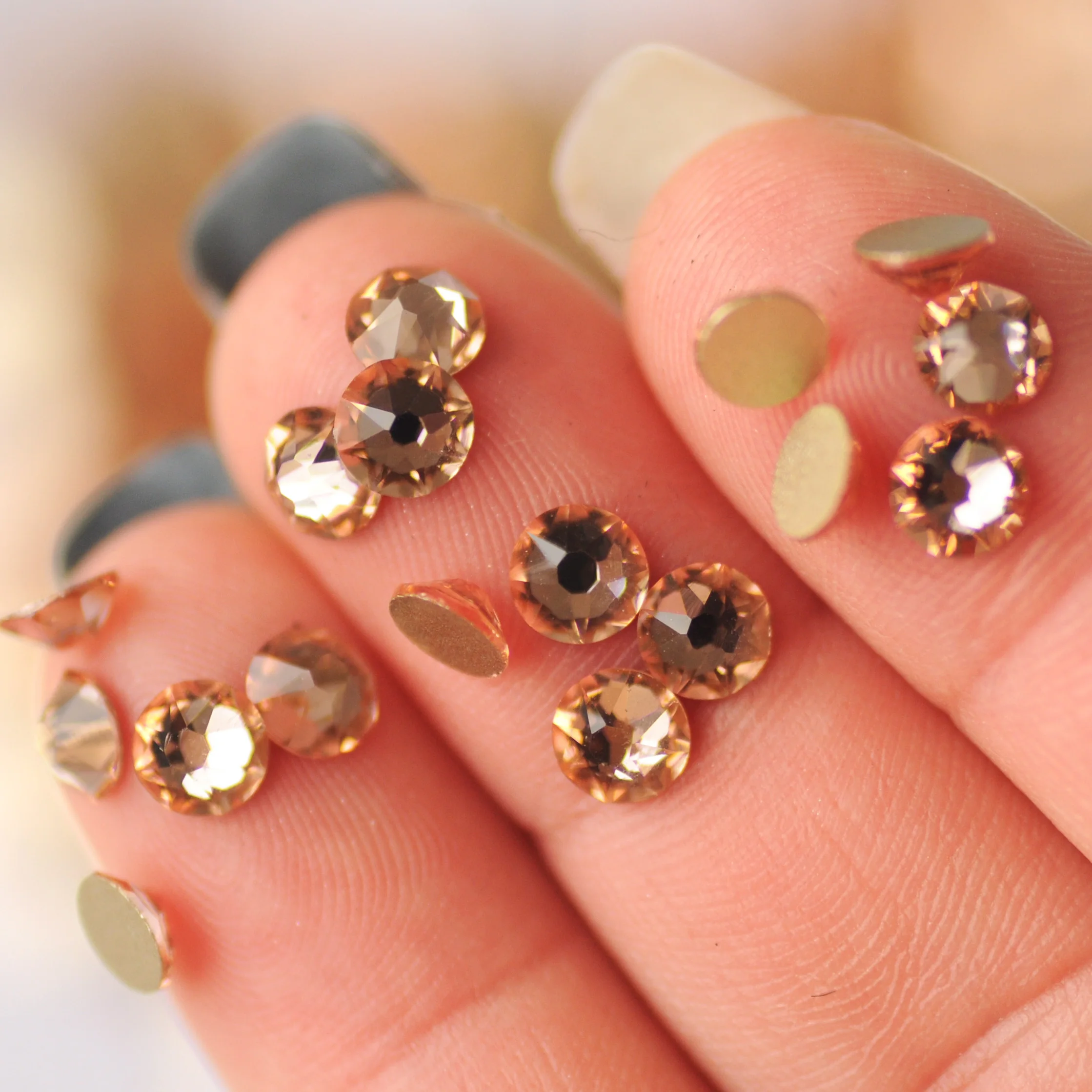 2088 светильник лый персиковый без горячей фиксации Стразы с плоской задней