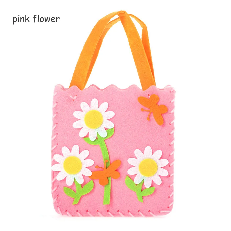 pink flower Kndergarten Войлок diy пакет детей раннее образование Подарок Ремесло Декор ручной работы милый мультфильм мешок нетканый материал игрушка - Цвет: pink flower
