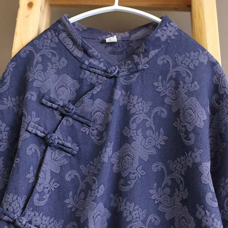 Johnature женское платье из хлопка и льна жаккардовое винтажное 2019 осеннее на