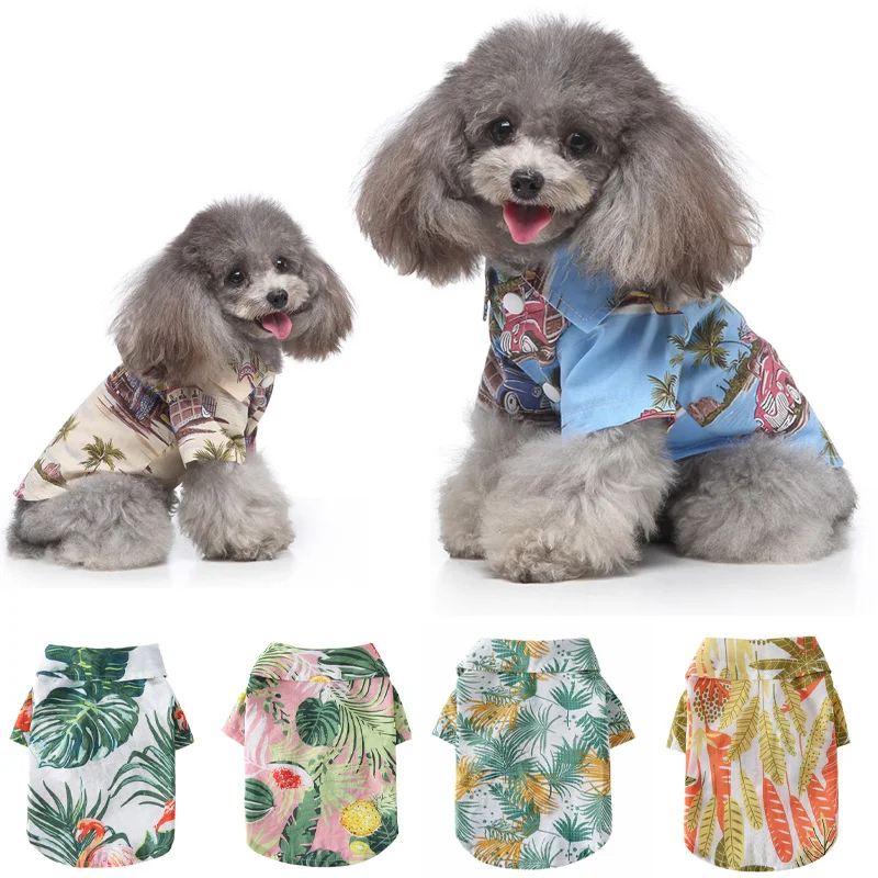 

S-xl Pet Dog Hawaiian Beach Clothes for Puppy Small Dogs Cats t Shirt Spring Summer Jacket Pattern Soft Cotton Suit Chihuahua