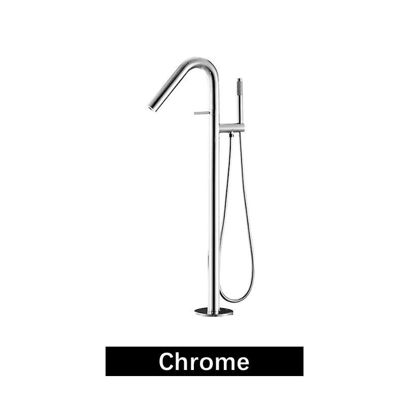 Chrome Пол ванной комнаты стоячий кран Полный Твердый латунный Смеситель для ванной комнаты смеситель для душа блестящий золотой розовый золотой черный хром AH3036 - Цвет: Chrome