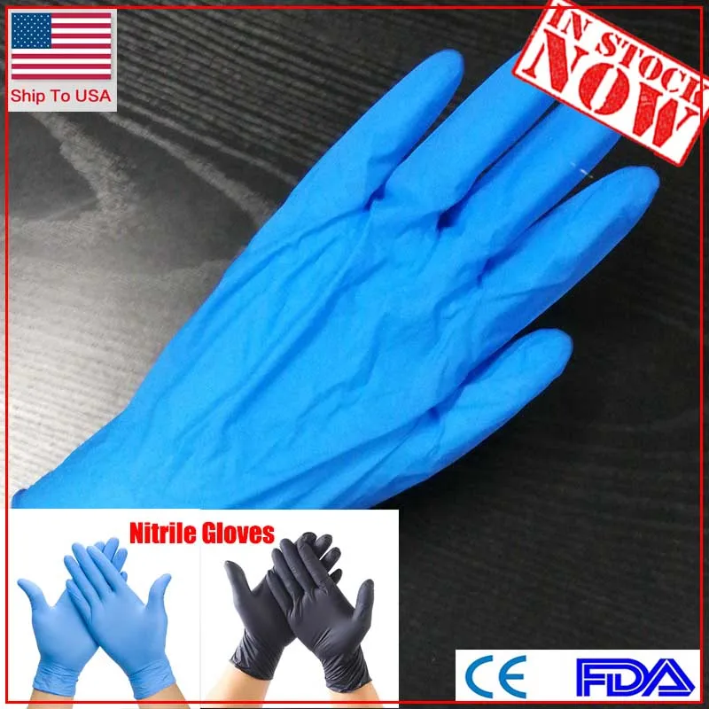 

100pcs Disposable Nitrile Gloves Guantes Latex Gloves Black Blue Non-Slip Acid And Alkali Laboratory Rubber PVC Gloves Household